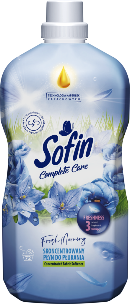 The package of liquid SOFIN COMPLETE CARE & FRESHNESS with the Fresh Morning scent